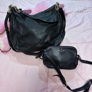 Kate Spade Black Leather Shoulder Bag Set